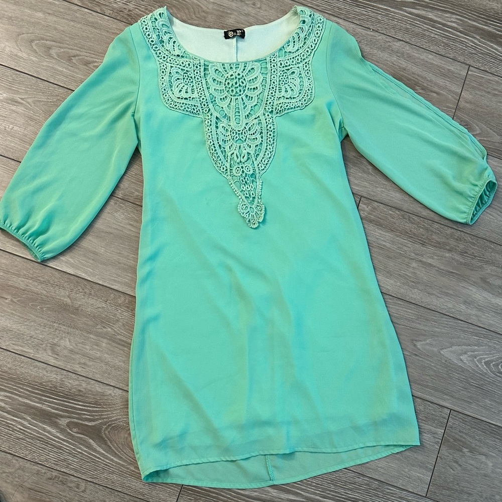 Mint color mini summer dress for women size XS pre-owned